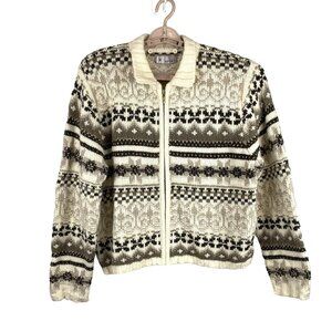 Vintage LT Sport Knitted  Shimmery Grandmacore Chunky Cardigan Sweater Nordic  L